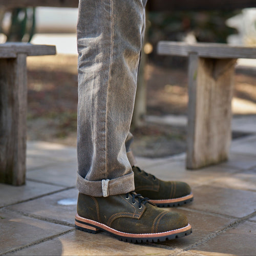 DARK OLIVE WAXED ROUGHOUT CAP TOE