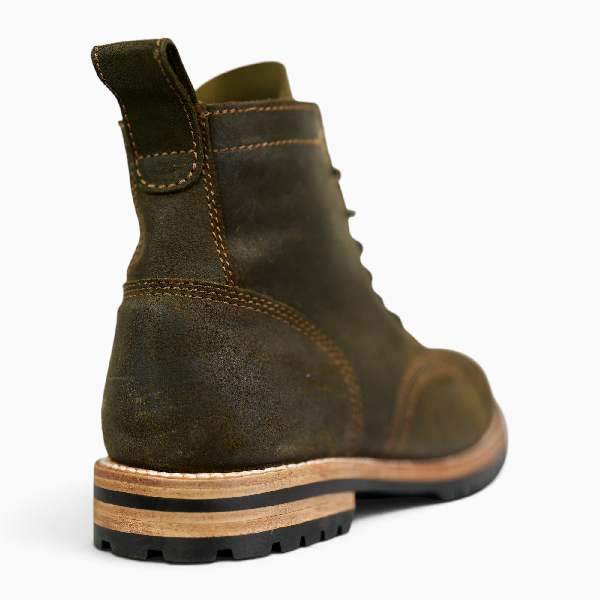 DARK OLIVE WAXED ROUGHOUT CAP TOE
