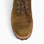 SIENA BROWN WAXED ROUGHOUT CAP TOE - BLACK RUBBER HEEL LUG OUTSOLE